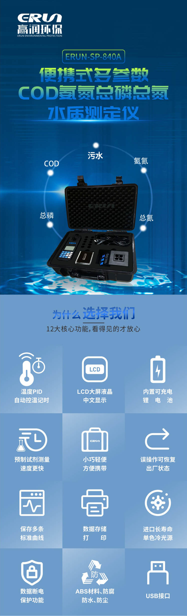 便攜式多參數(shù)COD、氨氮、總磷、總氮水質(zhì)測定儀