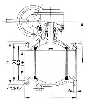 Q347F-16C���˹̶�ʽܛ�ܷ����y��Ҫ�B�ӳߴ�D